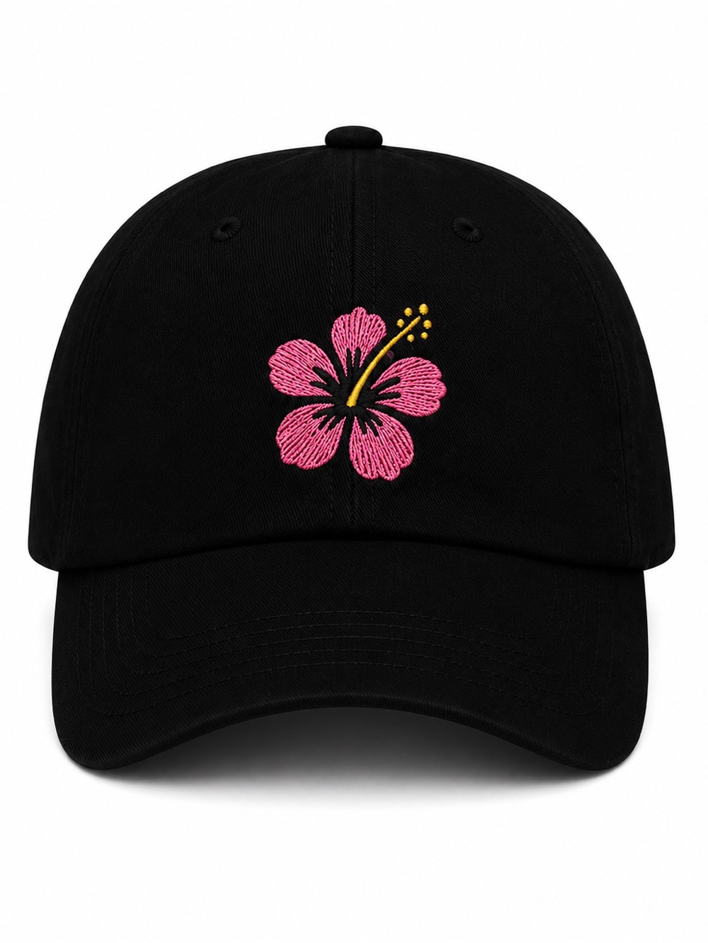 🌺 Pink Hibiscus Flower Embroidered Baseball Cap Adjustable Tropical Summer Hat